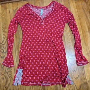 Honeydew Intimates Y2K 2000s Hot Pink Novelty Lips Print Sexy Short Nightgown M